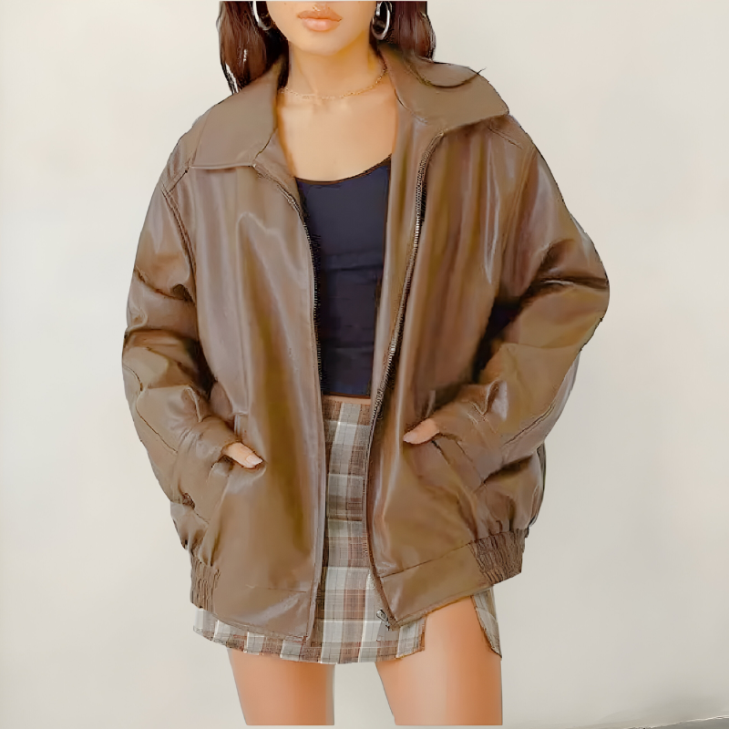 Mira™ | Stijlvolle oversized leren jas