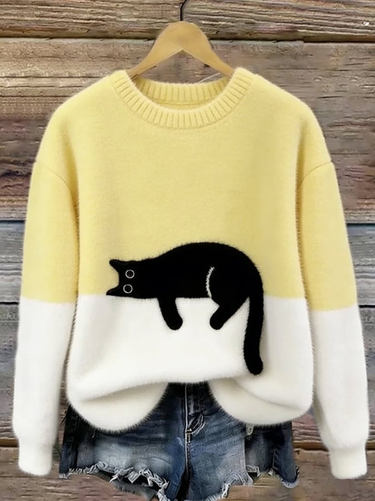 Paula™ | Zachte Oversized Trui Met Kattenprint