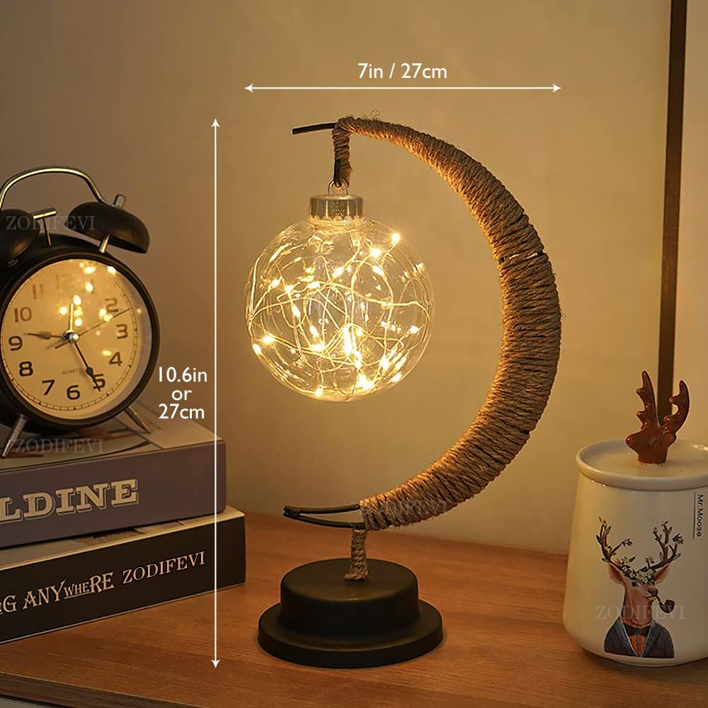Sfeervolle LED Tafellamp van Glas met Warm Licht in Maandesign