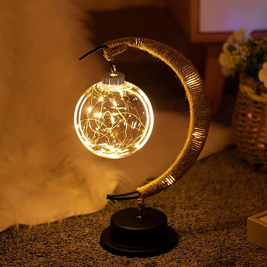 Sfeervolle LED Tafellamp van Glas met Warm Licht in Maandesign