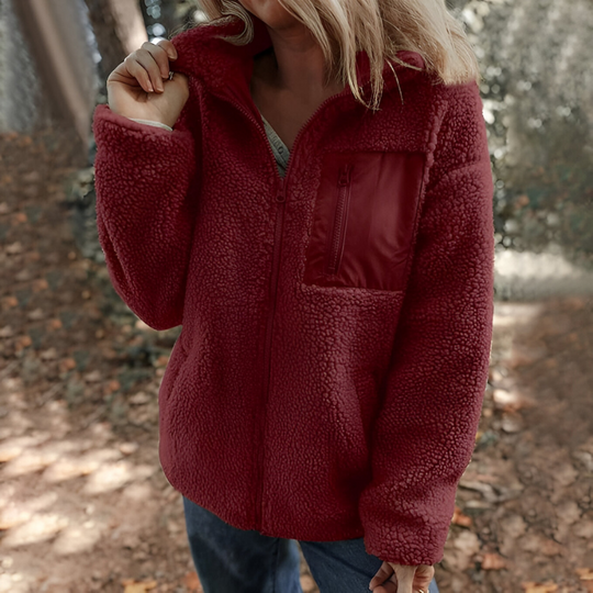 Faye™ | Warme Teddy Fleece Jas met Rits