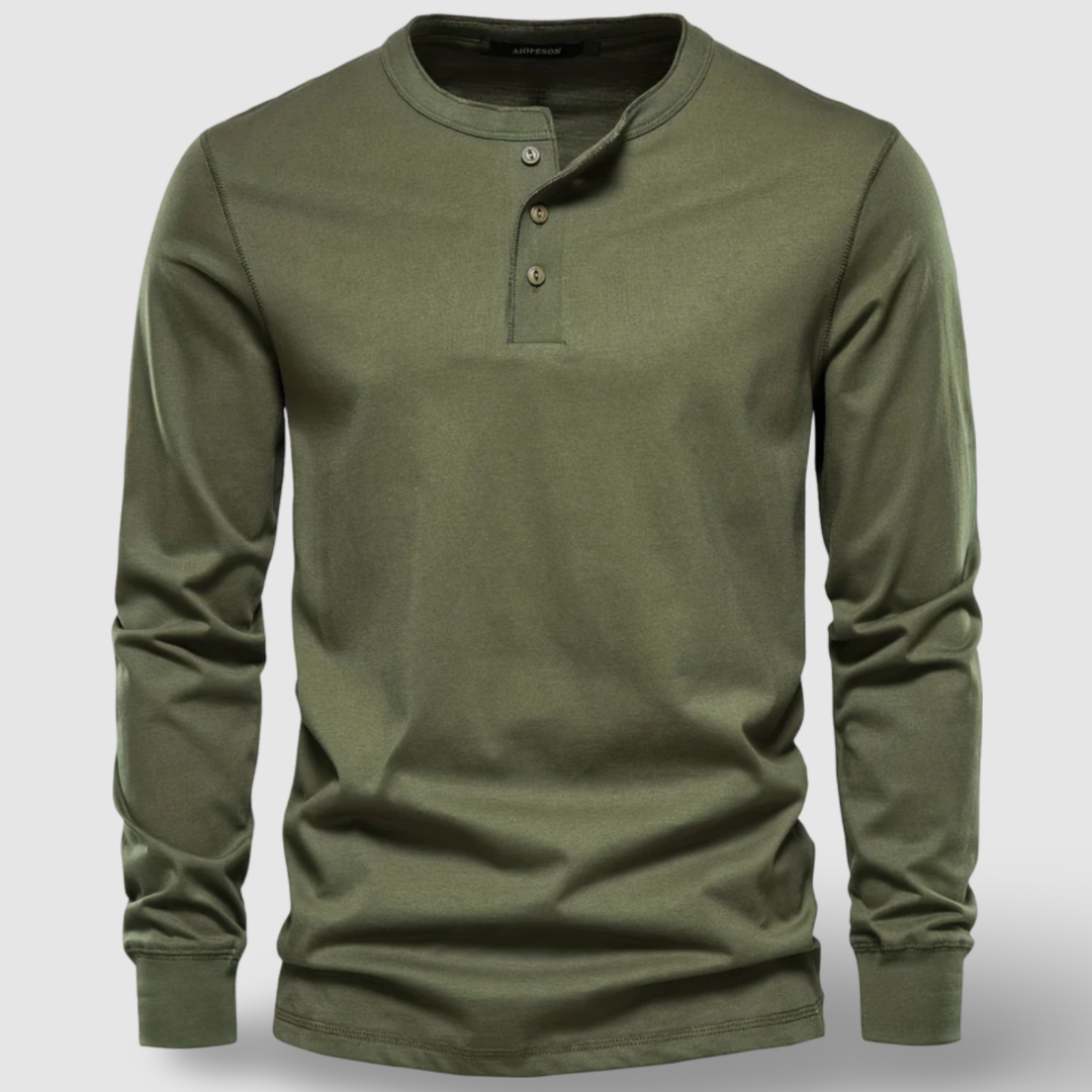 Stijlvolle Lange Mouwen Katoenen Henley