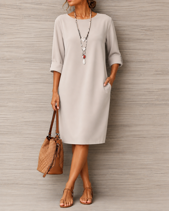 Marieke™ | Casual Buikbedekkende Midi Jurk Met Zakken