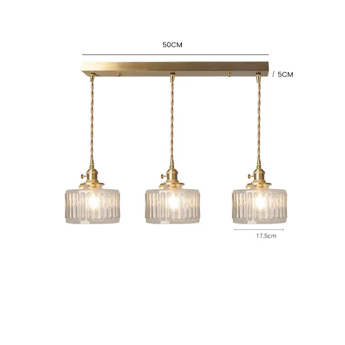 Vintage Cilindervormige Glazen Hanglamp met Traditioneel Design