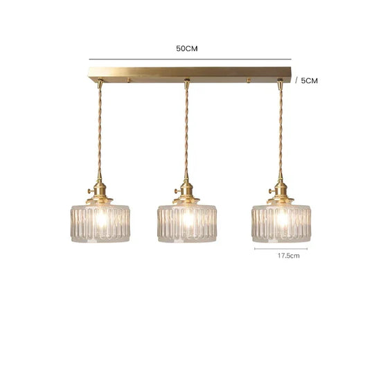 Vintage Cilindervormige Glazen Hanglamp met Traditioneel Design