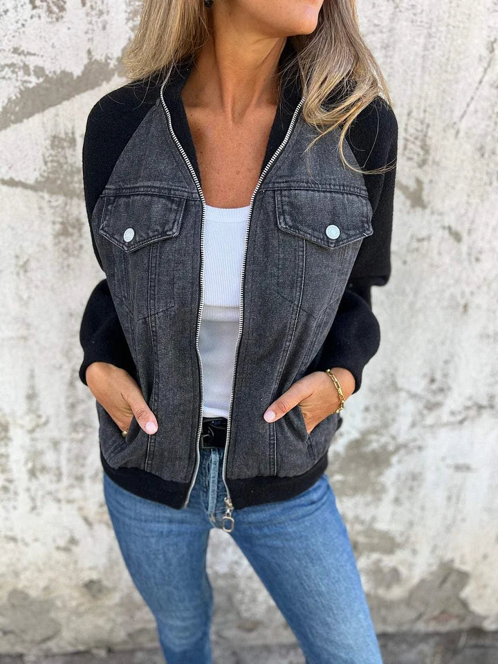 Lena™ | Modieuze Spijkerjack met Fleece Details