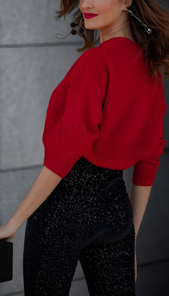 Zari™ | Elegante Pailletten Flared Broek