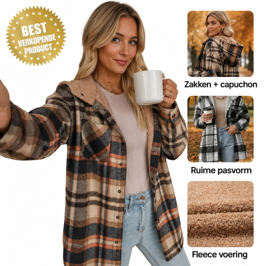 Ninon™ | Zachte Flanellen Jas Met Capuchon