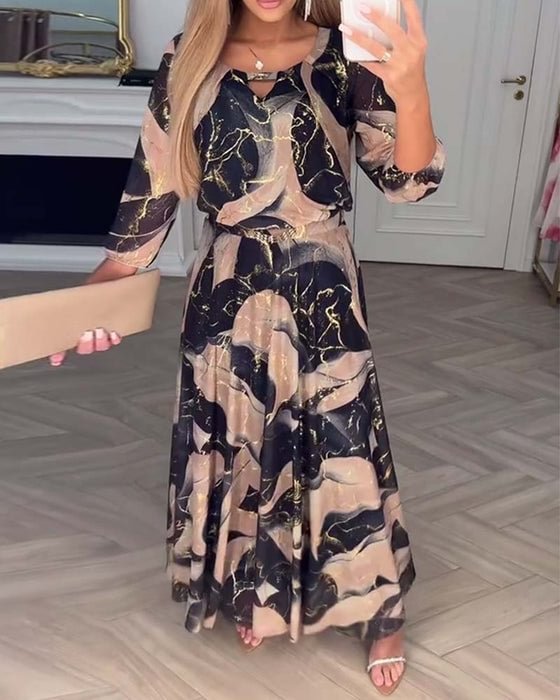 Marise™ | Elegante maxi jurk met abstracte print