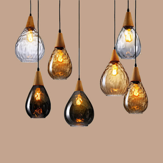 Moderne Glazen Hanglamp met Houten Accent