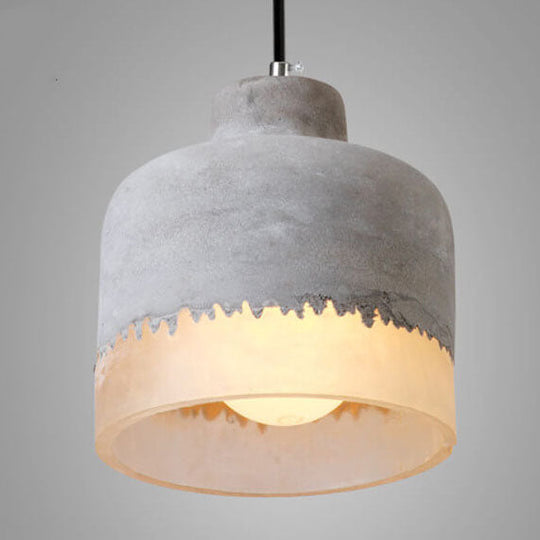 Industriële Hanglamp van Cement en Metaal – Grijs met Verstelbare Hoogte