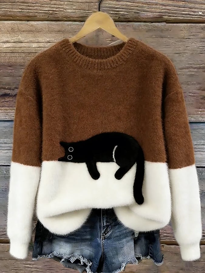 Paula™ | Zachte Oversized Trui Met Kattenprint