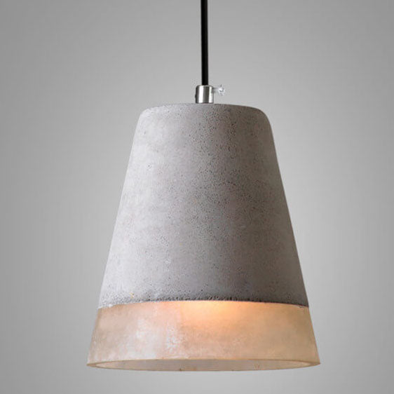Industriële Hanglamp van Cement en Metaal – Grijs met Verstelbare Hoogte
