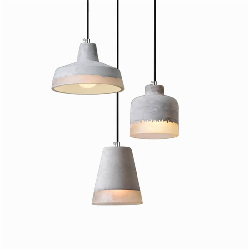 Industriële Hanglamp van Cement en Metaal – Grijs met Verstelbare Hoogte