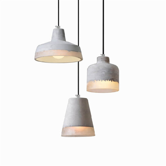 Industriële Hanglamp van Cement en Metaal – Grijs met Verstelbare Hoogte