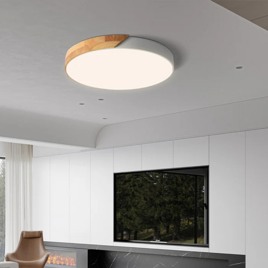 LED Ceiling Lamp with Scandinavian Design made of Wood & Acrylic