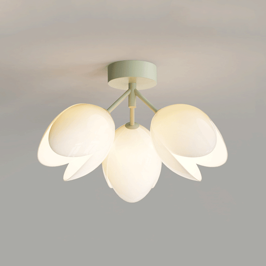 Scandinavische Moderne Plafondlamp – Wit/Groen – 1 of 3 Lichtbronnen