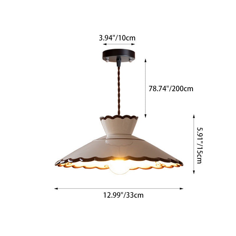 Franse Keramische Hanglamp – Minimalistische Kegelvorm, E26 Fitting