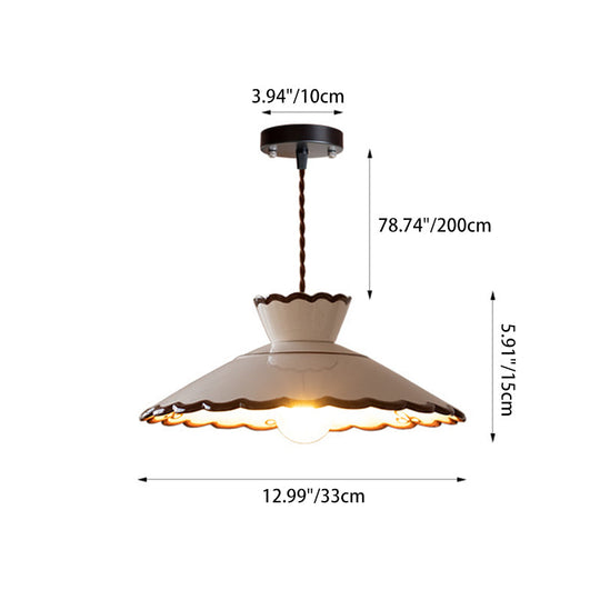 Franse Keramische Hanglamp – Minimalistische Kegelvorm, E26 Fitting