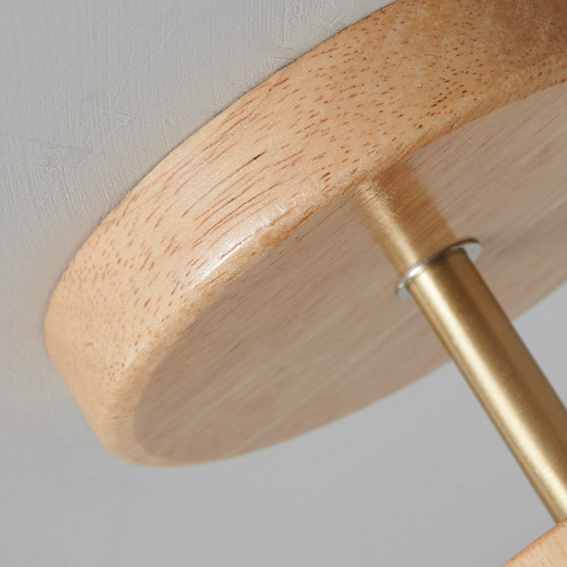 Minimalistische Scandinavische Plafondlamp – Hout & Glas – Wit – (1 Lichtbron)