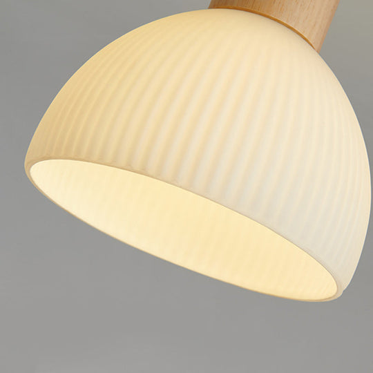Minimalistische Scandinavische Plafondlamp – Hout & Glas – Wit – (1 Lichtbron)