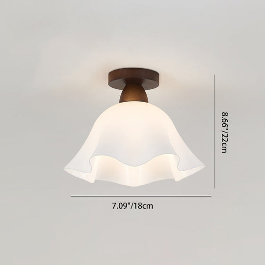 Minimalistische Scandinavische Plafondlamp – Hout & Glas – Wit – (1 Lichtbron)