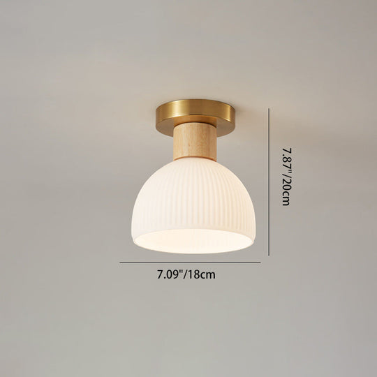 Minimalistische Scandinavische Plafondlamp – Hout & Glas – Wit – (1 Lichtbron)