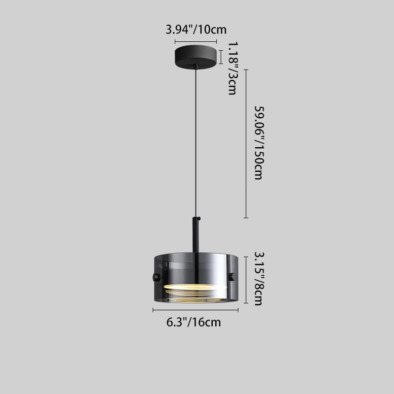 Minimalistische Smoke Gray LED Hanglamp | Moderne 12W Plafondlamp