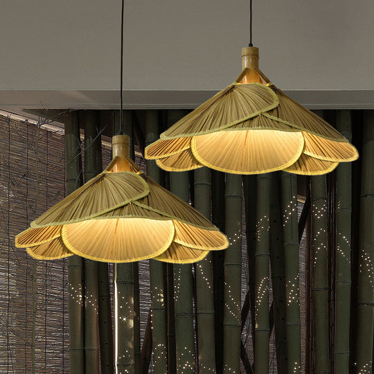 Rustieke Bamboe Houten Hanglamp | Handgemaakte Natuurlijke Plafondlamp 60 cm
