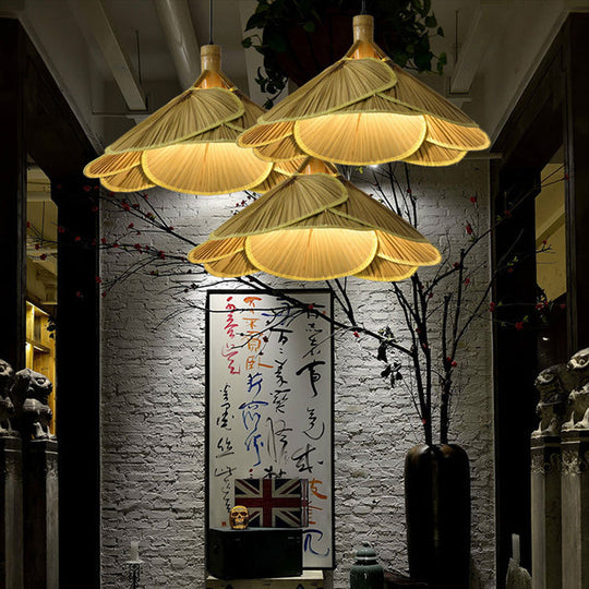 Rustieke Bamboe Houten Hanglamp | Handgemaakte Natuurlijke Plafondlamp 60 cm
