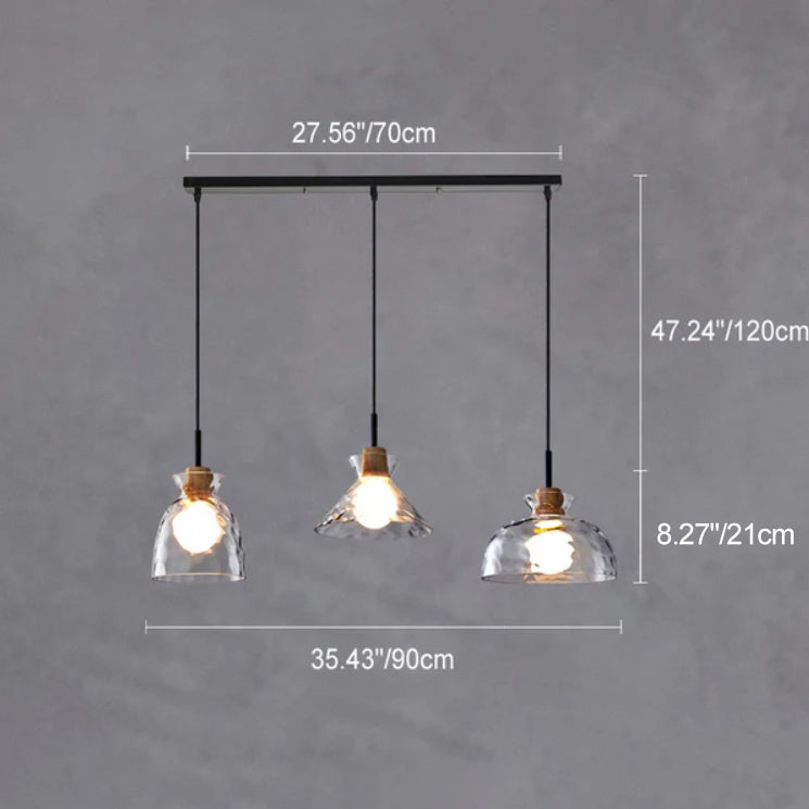 Moderne Glazen Hanglamp met Houten Accenten in Diverse Designs
