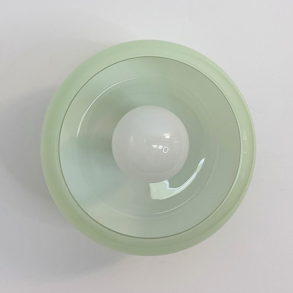 Elegante Mid-Century Glazen Semi-Flush Plafondlamp