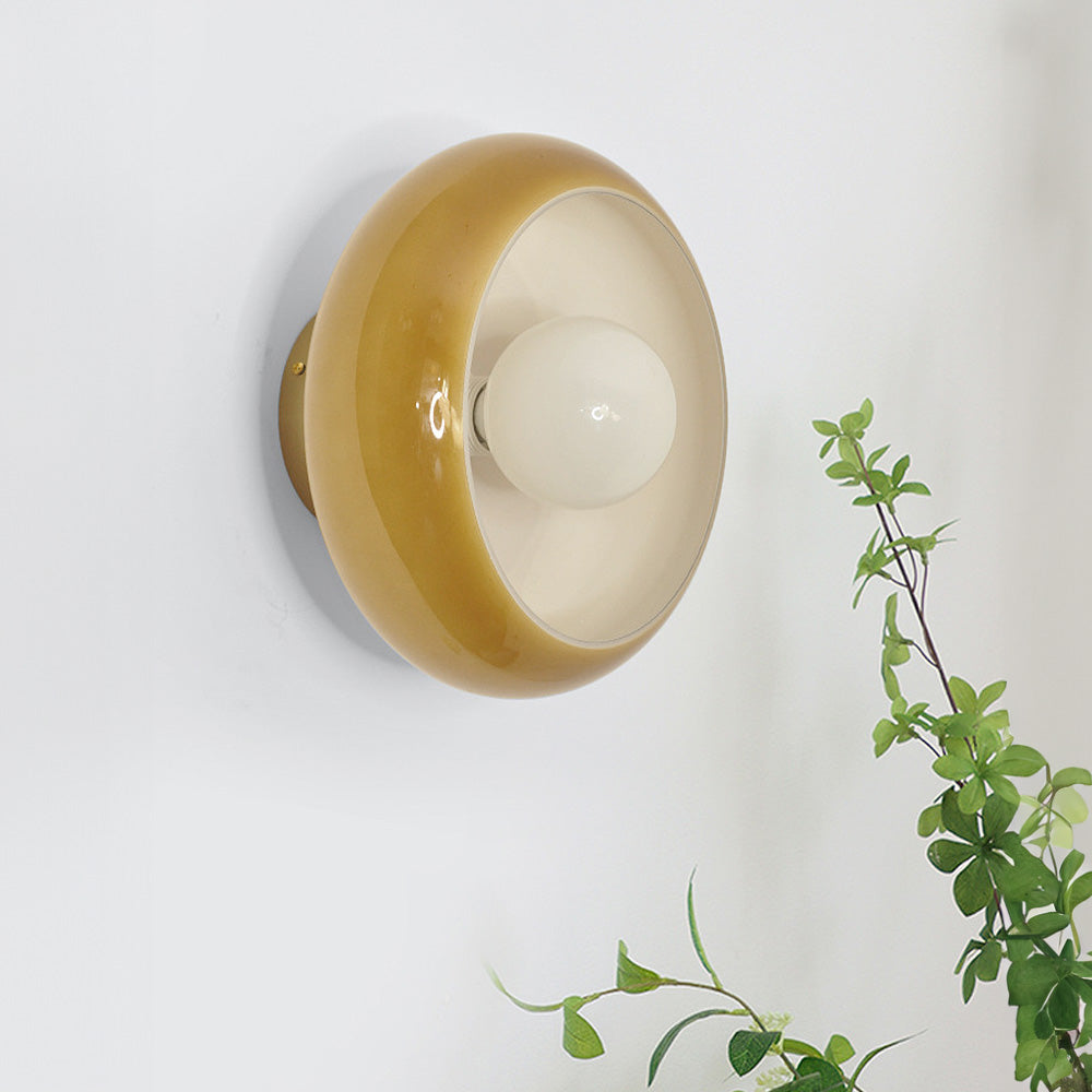 Elegante Mid-Century Glazen Semi-Flush Plafondlamp