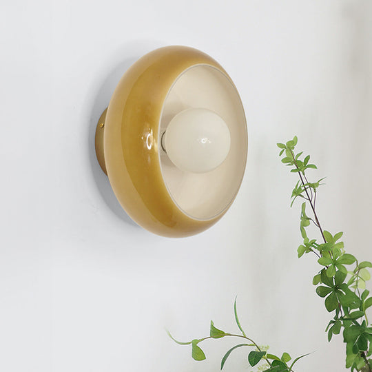 Elegante Mid-Century Glazen Semi-Flush Plafondlamp