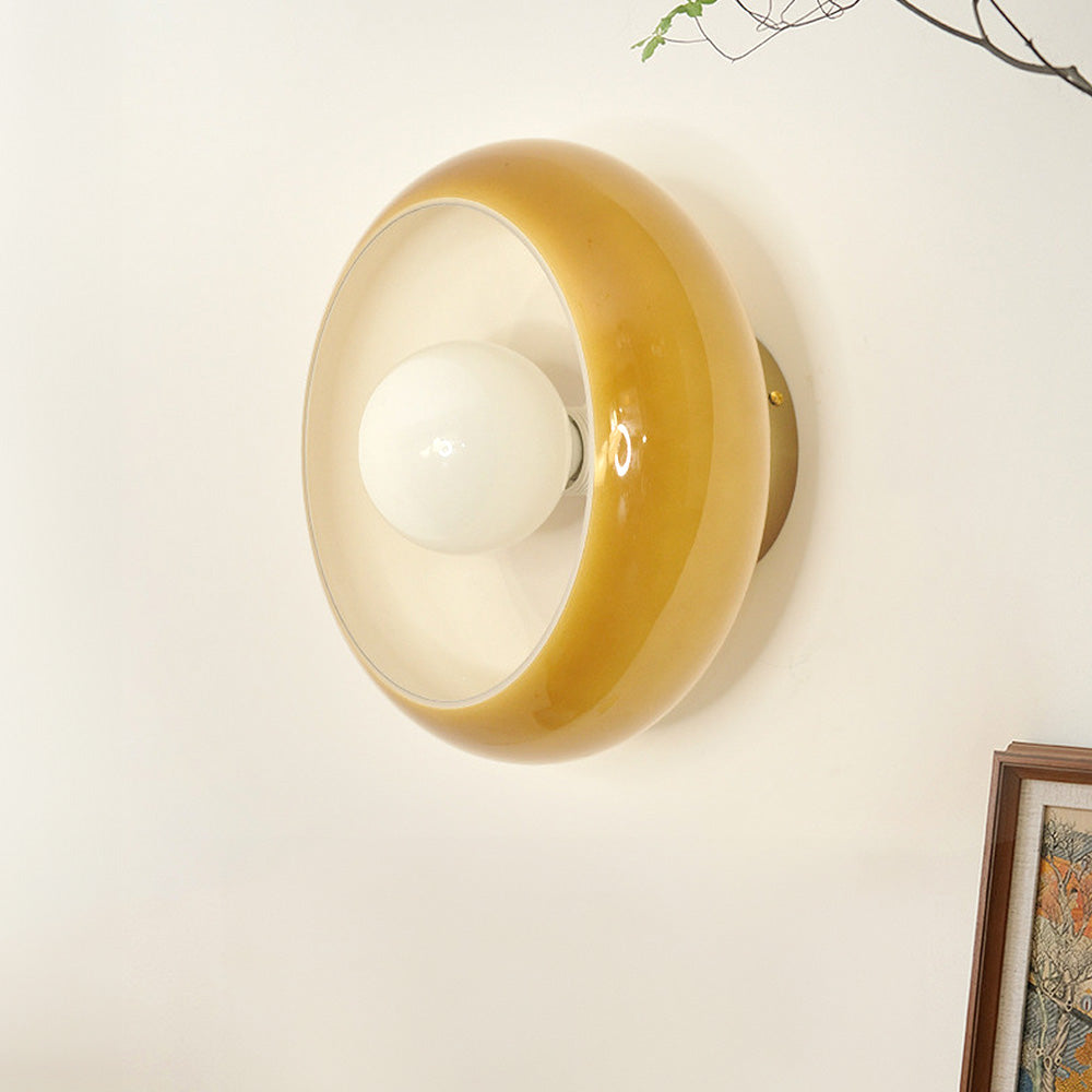 Elegante Mid-Century Glazen Semi-Flush Plafondlamp