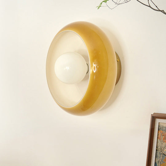 Elegante Mid-Century Glazen Semi-Flush Plafondlamp