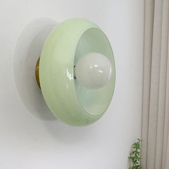 Elegante Mid-Century Glazen Semi-Flush Plafondlamp