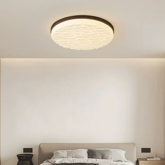 Franse Beige en Witte LED Plafondlamp – Hout en Acryl met 3-Kleur Licht