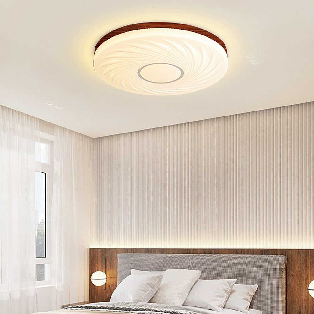 Franse Beige en Witte LED Plafondlamp – Hout en Acryl met 3-Kleur Licht