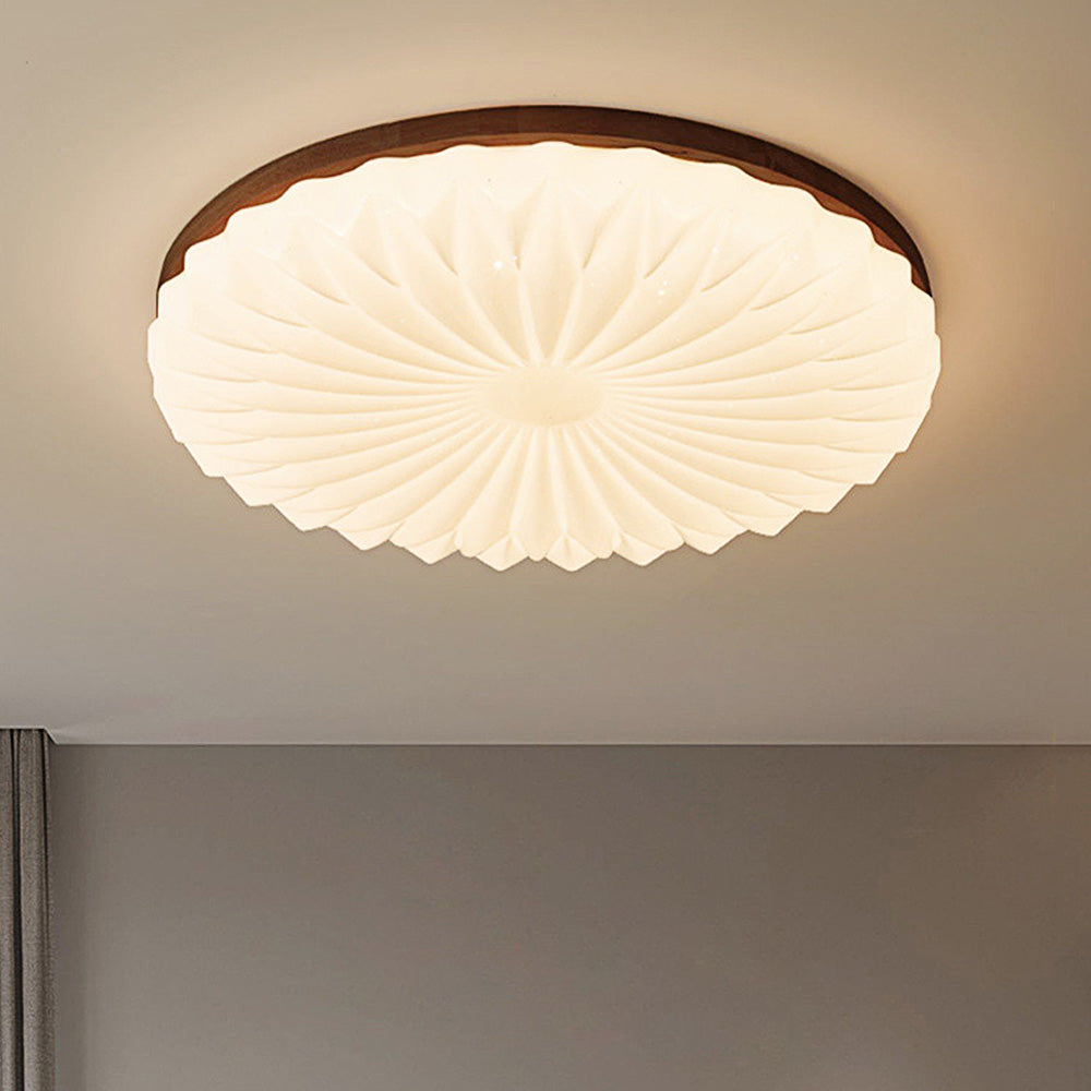 Franse Beige en Witte LED Plafondlamp – Hout en Acryl met 3-Kleur Licht