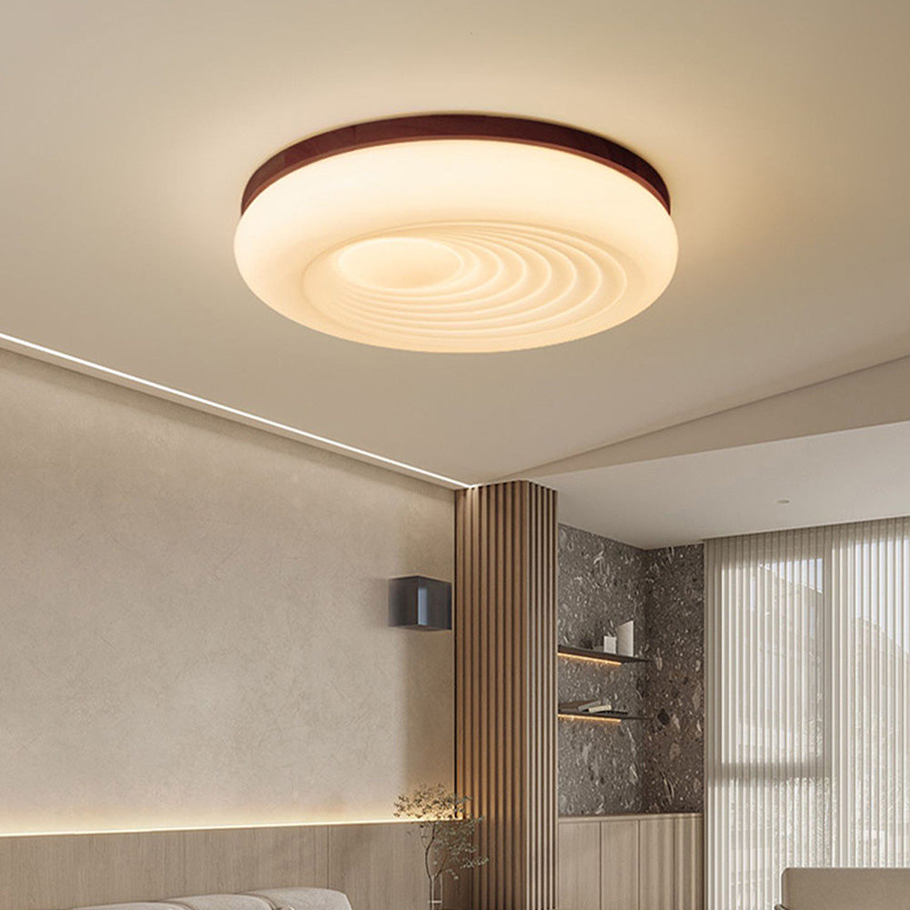 Franse Beige en Witte LED Plafondlamp – Hout en Acryl met 3-Kleur Licht