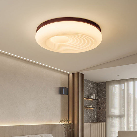 Franse Beige en Witte LED Plafondlamp – Hout en Acryl met 3-Kleur Licht