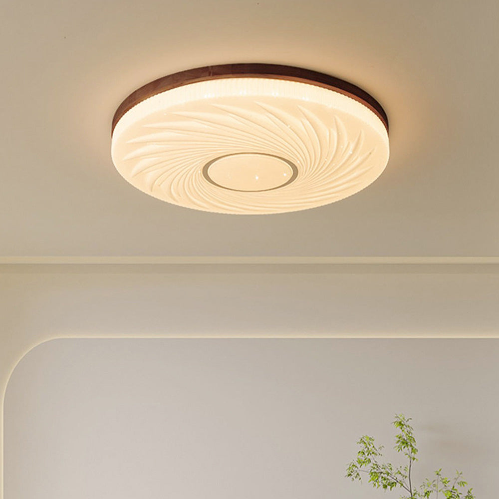 Franse Beige en Witte LED Plafondlamp – Hout en Acryl met 3-Kleur Licht