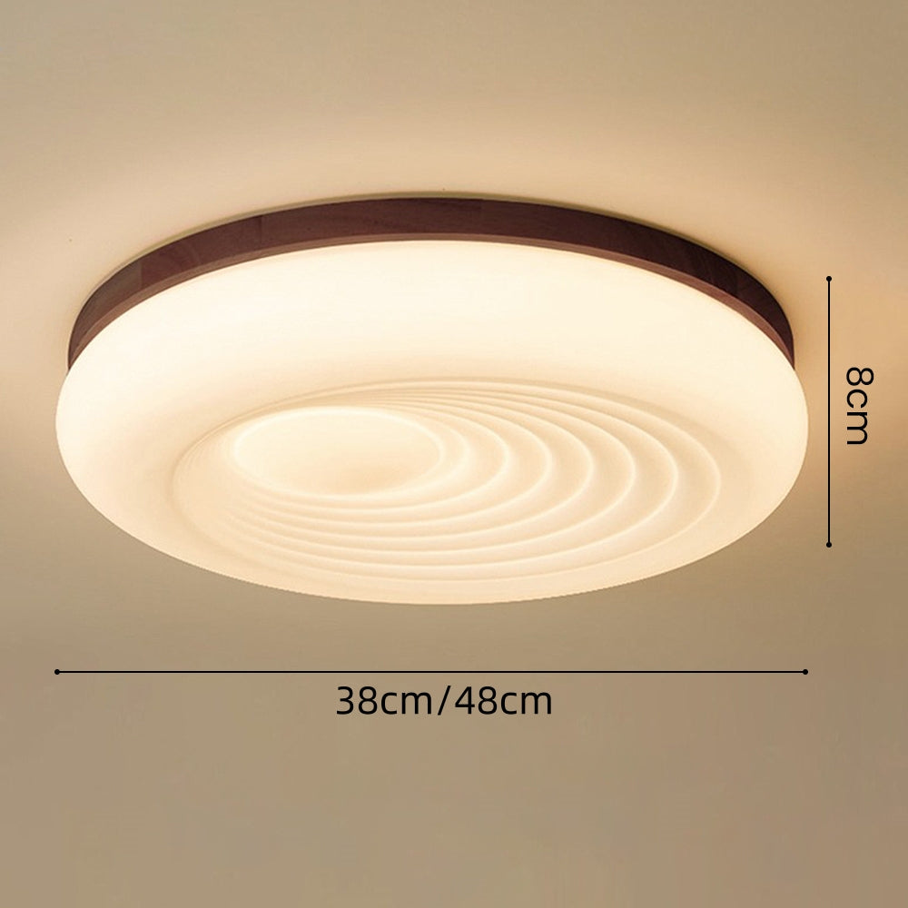 Franse Beige en Witte LED Plafondlamp – Hout en Acryl met 3-Kleur Licht