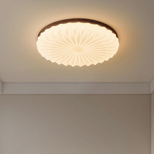 Franse Beige en Witte LED Plafondlamp – Hout en Acryl met 3-Kleur Licht