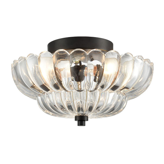 Vintage Amberkleurige Plafondlamp van Glas