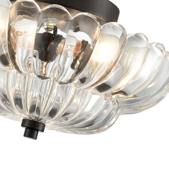 Vintage Amberkleurige Plafondlamp van Glas