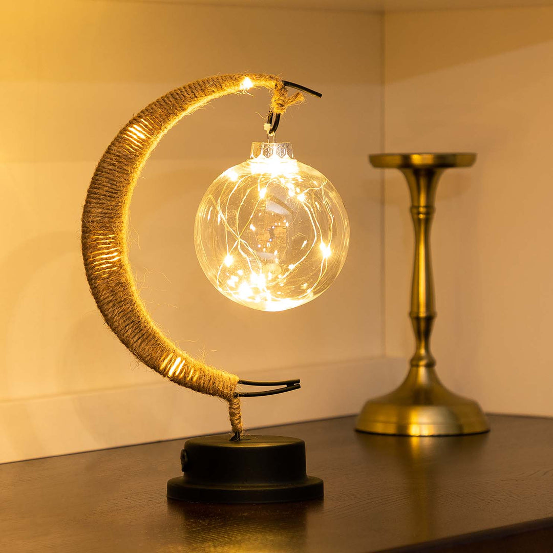 Sfeervolle LED Tafellamp van Glas met Warm Licht in Maandesign