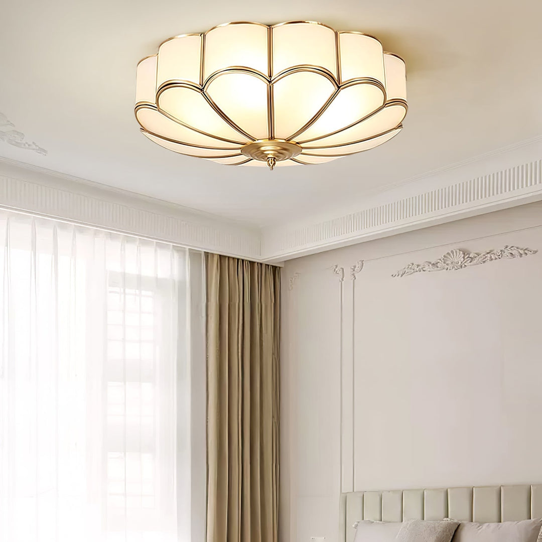 Koperen Plafondlamp van Messing & Glas
