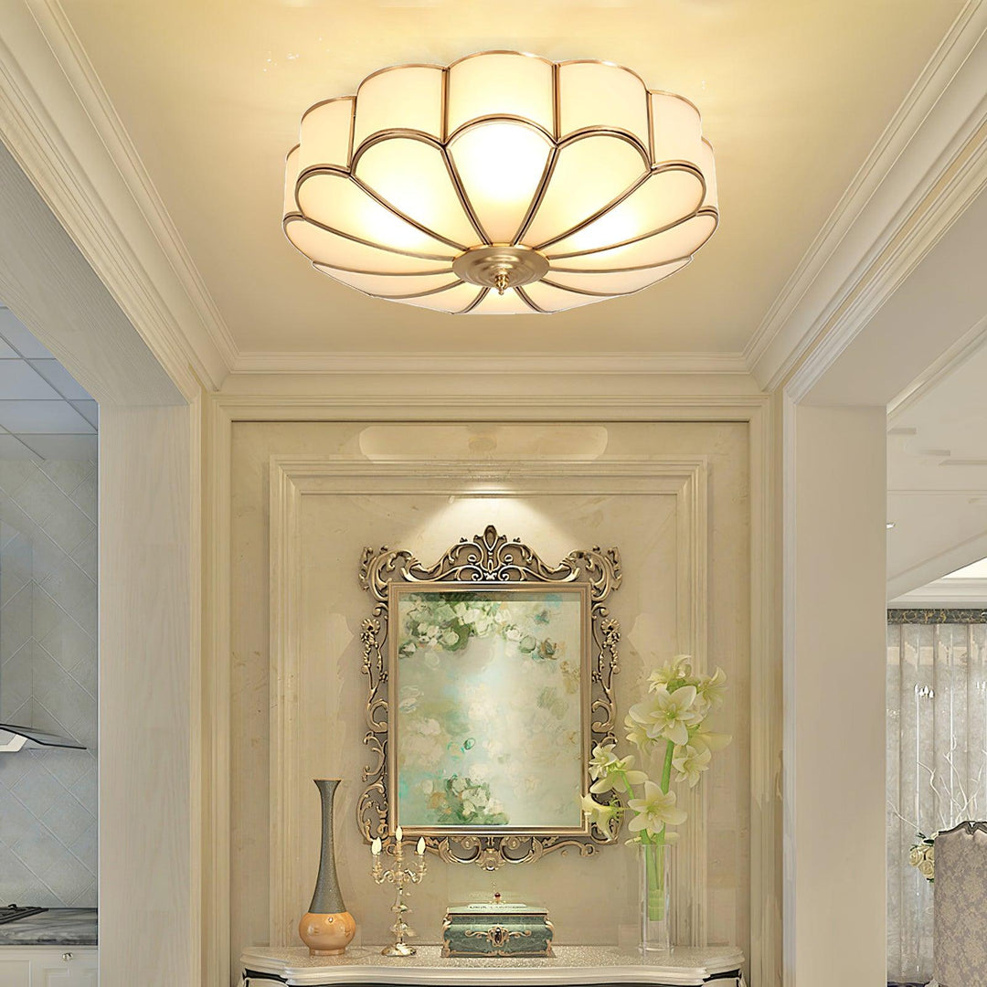 Koperen Plafondlamp van Messing & Glas